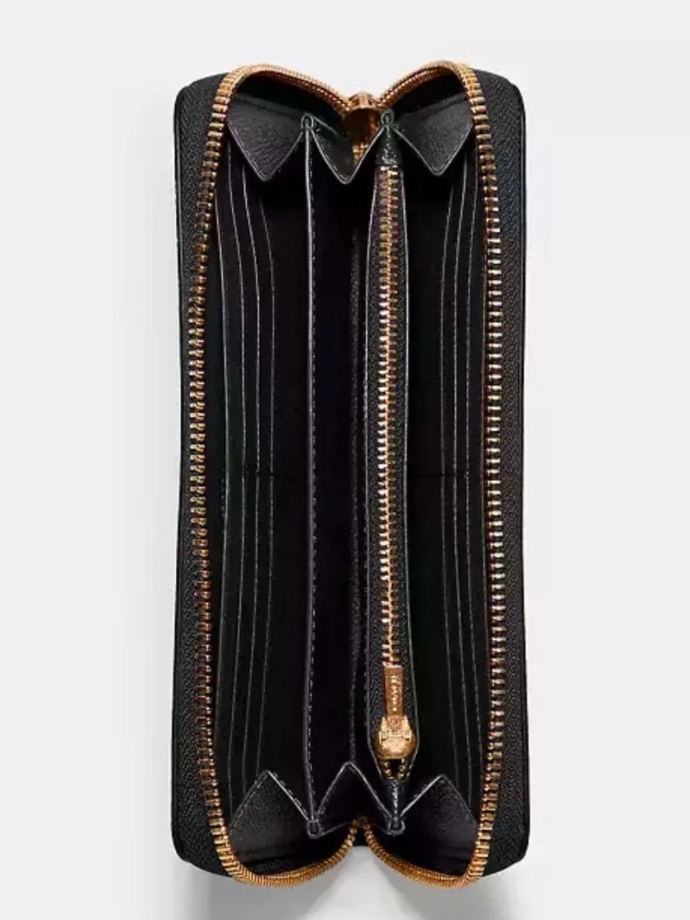 Coach Black Saffiano Leather Zip Wristlet with Gold Logo